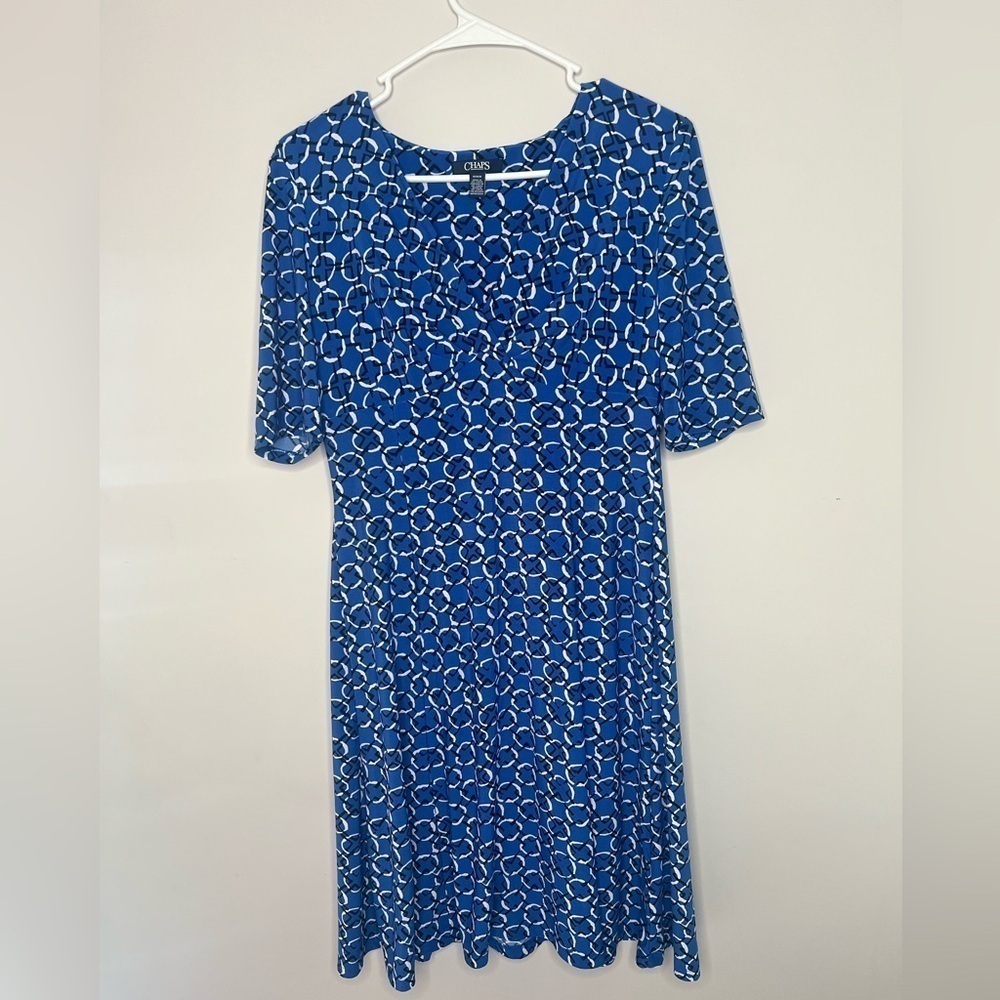 Chaps Royal Blue Sleeved Dress Size Medium